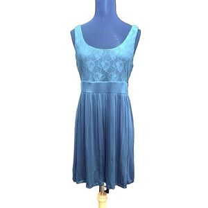 Forever 21 Blue Sleeveless Scoop Neck Midi Sundress